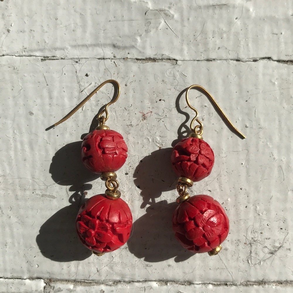 Handmade Chinese red earrings